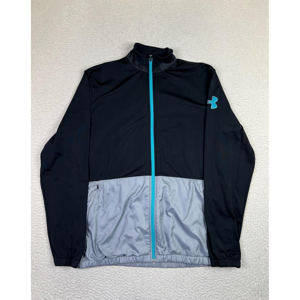 Under Armour Jacket Mens XL Black Gray Full Zip Diddy Bop Warm Up Jacket‎